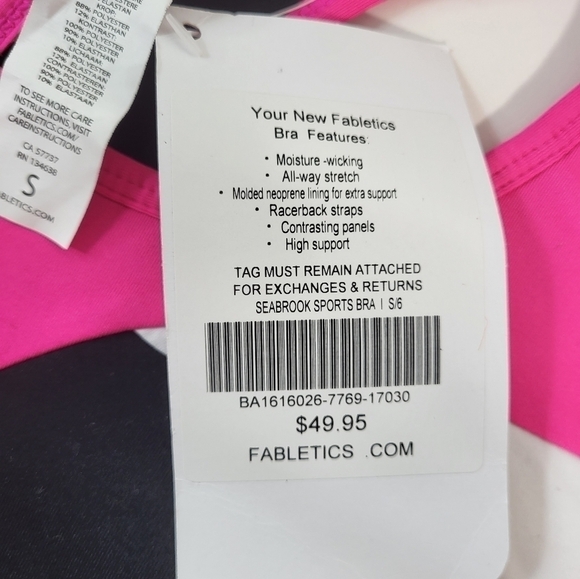 NWT Fabletics Pink Sports Bra - Picture 5 of 6